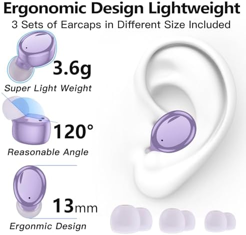 Kurdene Bluetooth 5.3 Wireless Earbuds – Featherweight Sports Earphones Delivering Rich Deep Bass and Crystal-Clear Call Clarity – Chic Light Blue In-Ear Headphones for Ultimate Comfort During Workouts and Daily Activities
