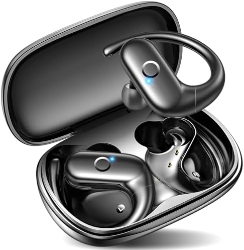 Kurdene Wireless Sport Earbuds – Ultra-Comfortable Bluetooth Headphones with 60 Hours Playtime, Immersive Deep Bass Sound, and Secure Over-Ear Fit for Active Use – Perfect for Running, Workouts, and Business Calls – Lightweight, Sweat-Resistant Design in Sleek Black Finish