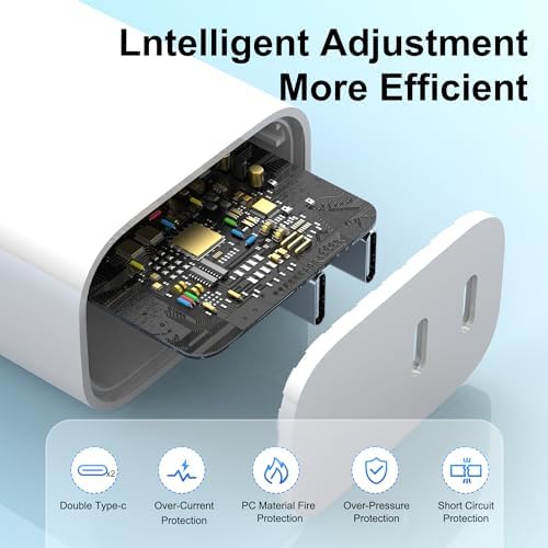 High-Speed Dual-Port USB C Charger Block – 3-Pack 20 W Type-C Wall Adapter for i Phone and i Pad Pro – Ultimate Convenience for Multi-Device Charging on the Go, Safe & Compact Design