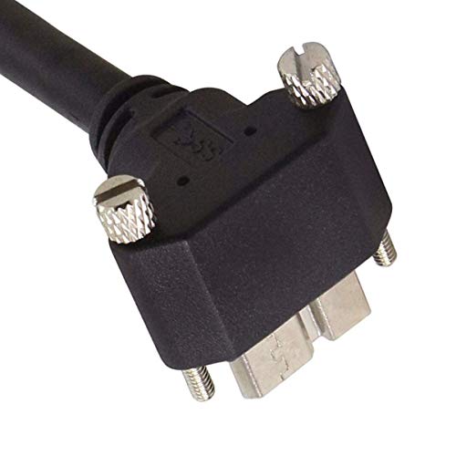 Chenyang 90-Degree Micro USB 3.0 Cable – Type A Male to Micro B Male, 3 M High-Speed Connector for Industrial Cameras & Devices, Enhanced Durability with Mount Panel Screws, Perfect for Tight Spaces and Optimal Cable Management