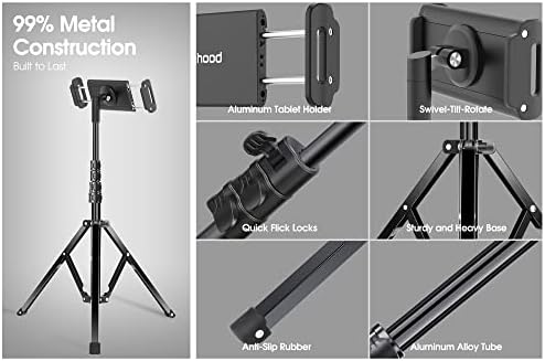 Enhance Your Productivity with the Elitehood 65” Adjustable Aluminum Tripod Stand – 360-Degree Rotating Tablet Holder for Effortless Use with 4.7 to 13” Devices – Ideal for Professionals, Educators, and Content Creators – Lightweight, Durable, and Stable for Any Environment