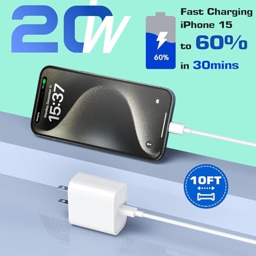 10 FT Apple MFi Certified Fast Charging Cable – Extra Long USB C to Lightning Connector for i Phone & i Pad – Rapid PD Power Delivery for Maximum Efficiency with i Phone 14 Pro Max/Plus, 13 Pro/Mini, 12, 11, X – Durable, Flexible, and Tangle-Free Design for Ultimate Charging Convenience