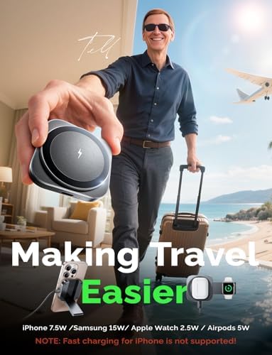LISEN Mag Safe Charger Stand – Ultimate Wireless Charging Solution for i Phone, Apple Watch & Air Pods – Travel-Friendly Minimalist Design with Enhanced Compatibility & Speed – Durable Non-Slip Base for Secure Charging – Perfect for Home, Office & On-the-Go