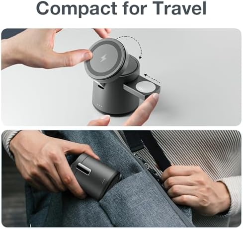 2025 Enhanced 3-in-1 Apple Charging Station: Adjustable Wireless Dock with Fast Charging for i Phone 16/15/14/13/12 Pro Max, Apple Watch, and Air Pods – Eco-Friendly, Portable Design for Ultimate Convenience and Productivity