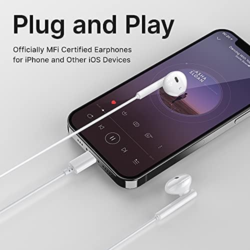 Elevate Your Audio Experience with MFi Certified Lightning Earbuds for i Phone – Wired Headphones Featuring Built-in Microphone, Volume Control & Ergonomic Design for Models 11, 12, 13, 14, Pro Max, XR, SE – Exceptional Sound Quality & Comfort for Music Lovers and Professionals