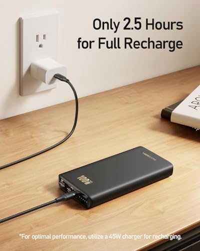 VEEKTOMX 65 W Fast Charging Laptop Power Bank – 20000 m Ah Portable USB-C PD 3.0 Charger for Mac Book, i Phone 15/14/13, i Pad, Samsung, Steam Deck – Ultimate Travel Companion with LED Display & Multi-Device Support