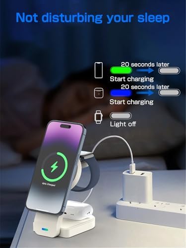 Premium 3-in-1 Magnetic Wireless Charging Station for i Phone 16/15/14/13/12, Apple Watch Ultra/SE, and Air Pods – Fast & Efficient Multi-Device Charger with Enhanced Safety Features for Home, Office & Travel