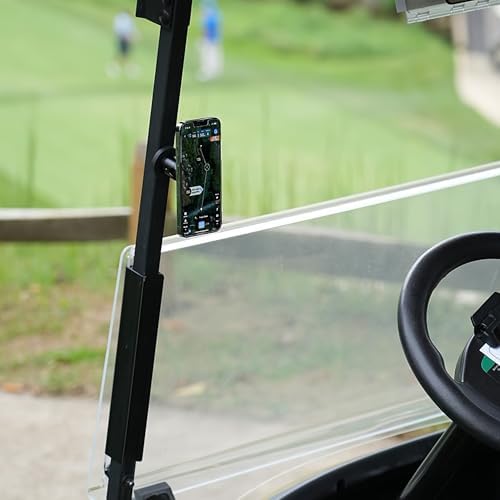 Revolutionize Your Golf Game with the Premium Dual Magnetic Golf Cart Phone Holder – Versatile Magnetic & Clamp Mount, 360-Degree Rotation, Durable Aluminum Design for i Phone & Android Compatibility, Effortless Accessibility on the Course