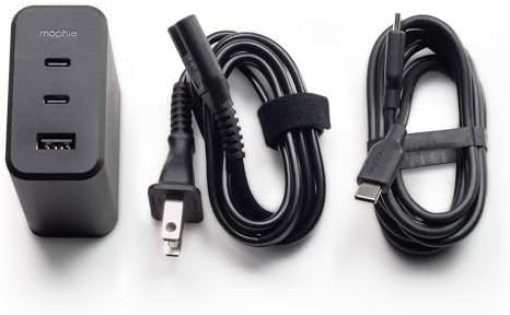 Mophie 100 W Ga N USB-C Power Adapter – Triple-Device Fast Charger for Mac Book, i Pad, i Phone, Samsung Galaxy, Google Pixel & More – Includes 1.5 m USB-C Cable – Eco-Friendly Design for Sustainable Charging on the Go