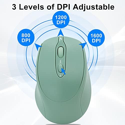 Sleek Silent Rechargeable Wireless Mouse – Ergonomic Light Green Design for Laptop, i Pad, Mac Book, Surface Pro, and More – Perfect for Travel and Everyday Use with Dual Mode Bluetooth Compatibility