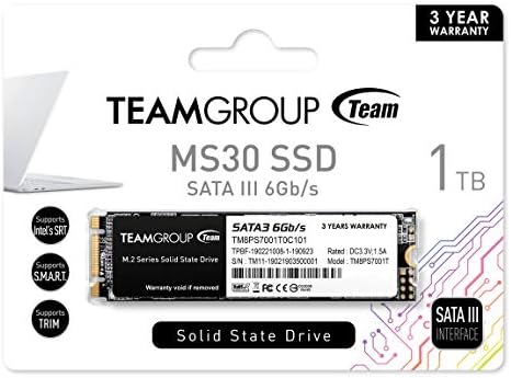 TEAMGROUP MS30 1 TB High-Speed Internal SSD – Elevate Your Computing Experience with SLC Cache & 3 D NAND TLC – M.2 2280 SATA III Drive for Unmatched Speed in Laptops & Desktops – Rapid Boot Times & Reliable Data Transfer at 530/480 MB/s