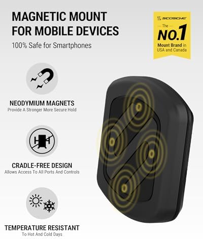 Scosche MXDM Ultra-Strong Magnetic Car Phone Holder – Secure Dashboard Mount for i Phone, Samsung & All Smartphones – Effortless Hands-Free Navigation & Enhanced Driving Safety with Durable Metal Plate