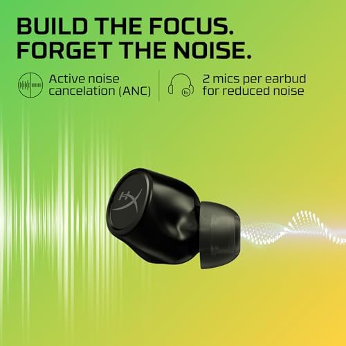Hyper X Cirro Buds Pro: Premium True Wireless Earbuds with Active Noise Cancellation, Low Latency Gaming, and Bluetooth 5.2 – Versatile IPX4 Sweat-Resistant Design for PC, Nintendo Switch, and Mobile Use – Fast Charging and Ambient Sound Mode for Ultimate Audio Experience