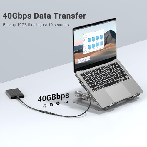 Innovative L-Shaped USB C Extension Cable (2 Pack, 6.6 Ft) – 240 W Power Delivery, 40 Gbps High-Speed Data Transfer, Durable Nylon Braided Design for i Phone 16, i Pad, Mac Book & Mag Safe – Optimal Flexibility for Tightly Spaced Connections