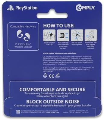 Transform Your Gaming Experience with Comply Memory Foam Earbud Tips for Pulse Explore Wireless – Unmatched Comfort & Superior Noise Isolation | Secure Fit for Extended Play | Small Size, 3 Pairs Included, Black