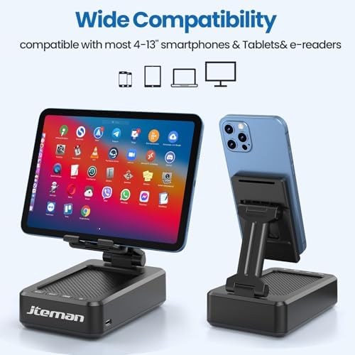Transform Your Multimedia Experience with the JTEMAN Adjustable Tablet Stand Featuring Bluetooth Speakers – Versatile Kitchen Gadget and Perfect Gift for Him or Her – Wireless Charging Station for Phones and Tablets, Enhanced Compatibility for All Devices