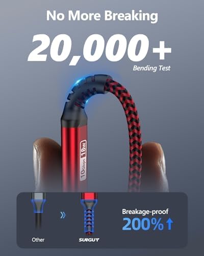 SUNGUY USB C Android Auto Cable 1FT[5Pack], 10Gbps USB C 3.1 Gen2 USB A to USB C Data Transfer Cable, 3A Fast Charging USB Type C Cord for iPhone 16 15 Pro/Pro Max/Plus, Samsung Galaxy S24, Pixel – Enhanced Compatibility and Speed