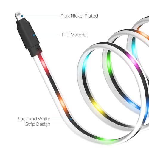 Revamp Your Charging Routine with Our 6 ft Color Changing LED i Phone Charger Cord – MFi Certified Lightning Fast Charging Cable for i Phone 14, 13, 12, 11 Pro Max, i Pad, and i Pod Touch – Durable, Stylish, and Functionally Innovative