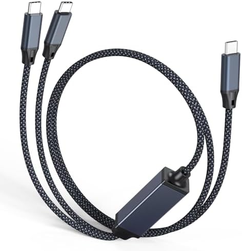 Experience Unmatched Charging Versatility with the 2-in-1 140 W USB-C Fast Charging Cable – 4 FT Braided Dual USB Type C Cord for i Phone 15/16 Pro, Mac Book Pro/Air, i Pad, Galaxy S25 and More – Perfect for Home, Office, and On-the-Go Power Solutions!