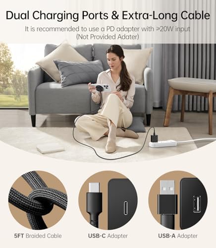 Elevate Your Charging Experience with Meifigno Qi2 Wireless Charger: 15 W Fast Magnetic Charging for i Phone 16 Pro Max/15/14/13/12 & Air Pods, Features Metal Kickstand for Optimal Viewing, Includes 5 ft Durable USB C/A Braided Cable, Sleek White Design for Modern Aesthetics