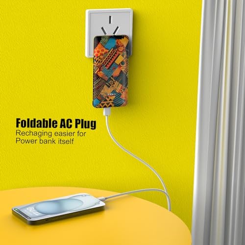 Compact 10000 m Ah Portable Charger with Built-In Cables and AC Wall Plug – Essential USB-C Power Bank for i Phones, Samsung Devices, and Tablets in Vibrant Green – Ultimate Travel Companion for Fast Charging and Universal Compatibility