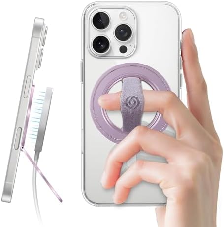 EWA Mag One 3 rd Gen Magnetic Phone Grip Stand – Sleek Black Design for i Phone 16, 15, 14, 13, 12 Series – Enhance Stability with Removable Magnetic Ring Holder and Integrated Finger Strap – Ultimate Hands-Free Kickstand for Streaming and Texting