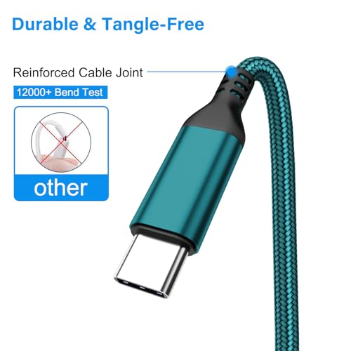 High-Speed USB Type C Cable 3-Pack – Durable Nylon Braided Charger for i Phone 16, Galaxy S24 & PS5 – Versatile 10 ft, 6.6 ft, 3.3 ft Lengths for Rapid Charging and Data Transfer – Enhanced Compatibility for All Modern Devices
