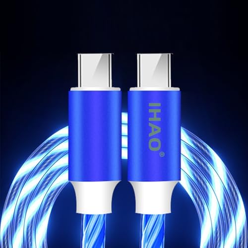 IHAO 60 W USB Type C to Type C Fast Charging Cable with LED Current Indicator – High-Speed Data Transfer for Android & i OS Devices – 39 Inch Universal Charger in Vibrant Green – Durable, Efficient Power Delivery for Modern Tech