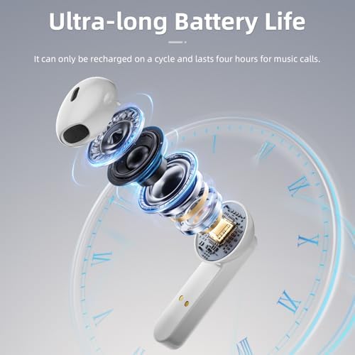 MATIS Bluetooth 5.3 Wireless Earbuds – Ultra-Light IPX5 Waterproof In-Ear Headphones with Built-in Microphone for Superior Call Clarity, Extended Connectivity Range, and Unparalleled Comfort – Ideal for Active Lifestyles and High-Fidelity Sound with i Phone 15 Pro Max Compatibility