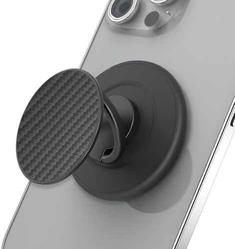 Mag Safe-Compatible Magnetic Phone Grip & Adjustable Kickstand – Classic Black Wireless Charging Ring Holder for i Phone with Effortless Attachment, Personalized Comfort & Enhanced Stability for On-the-Go Convenience