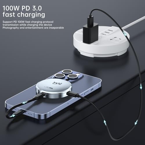 Magnetic M.2 2230 NVME SSD Enclosure for i Phone 15/16 Pro Max – Ultra-Fast USB C 3.2 Gen2 10 Gbps External Storage with 100 W PD Charging, Durable Aluminum Case for Android, i Pad & Mac Book – Expand Your Mobile Storage Effortlessly