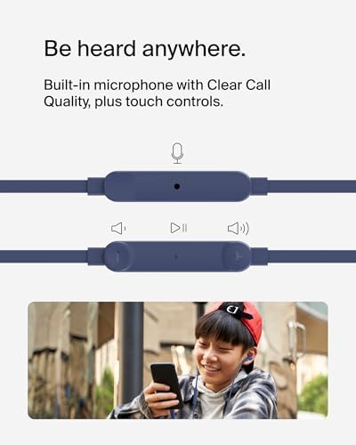 Belkin Sound Form USB-C Wired Earbuds – High-Fidelity In-Ear Headphones with Microphone for i Phone 15/16, i Pad Mini, Galaxy S25, and Google Pixel 9 – Water-Resistant Design and Ergonomic Comfort for Music Enthusiasts and Professionals – Durable Tangle-Free Cable for Everyday Durability and Convenience