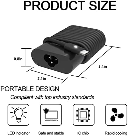 45 W USB-C Charger for Dell XPS & Latitude Laptops – Fast Charging Power Supply with Universal Compatibility & Safety Features for Models 7390, 9350, 9360, and More – Lightweight & Efficient Design for On-the-Go Users – Reliable Replacement for HA45, NM180, LA45, NM150