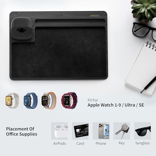 Wooden Watch Band Organizer – Charger Stand Compatible with All Apple Watch Series and Watch Bands Display Watch Storage Case Tray with Acrylic Top Lid(Bamboo) – Enhanced Compatibility and Speed