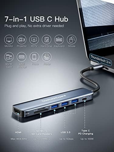 Transform Your Tech Experience with the Dockteck 7-in-1 USB C Hub Multiport Adapter – Ultimate 4 K HDMI, High-Speed Ethernet, 100 W PD Charging, Dual USB 3.0 Ports & SD/TF Card Reader for Mac Book, i Pad, HP, Dell XPS & More – Perfect for Seamless Connectivity and Enhanced Productivity!