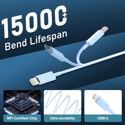 Rapid Charge Lightning Cable & 20 W USB-C Block for i Phone 14/13/12/11 – 3 FT Long Durable Fast Charger for i Pad and i Phone Models – Sleek Black Design for Enhanced Performance and Compatibility