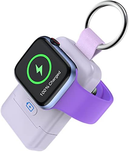 Compact Magnetic Wireless Power Bank for Apple Watch – HUOTO 1400 m Ah Travel Charger with Keychain Attachment for Series 9/8/7/6/SE/5/4/3/2/1/UItra/UItra 2 – Fast, Reliable Charging On-the-Go