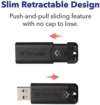 Verbatim 32 GB Pinstripe USB 3.2 Gen 1 Flash Drive – 10 Pack of Sleek Black Retractable Thumb Drives for Fast Data Transfer, Perfect for Home, Office, and Travel – Reliable Portable Storage Solution with Wide Device Compatibility
