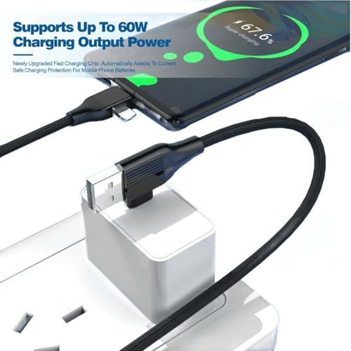 Versatile 4 in 1 Charging Cable Duo – 60 W Fast Charge & Data Sync Solutions for i Phone, i Pad, Laptop & More – MFi Certified Lightning, USB-C, USB-A Compatibility, 3.3 FT Durable Length for Effortless Connectivity – All-in-One Multi Charger Cord for Enhanced Efficiency and Reduced Clutter