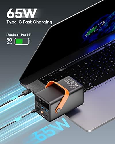 Ultra-High Capacity 50000 m Ah Portable Power Bank with PD 65 W Fast Charging – Versatile USB-C Charger for Laptops, i Phones & Samsung Devices – Sleek Black Design for Outdoor Adventures & Travel with LED Battery Indicator