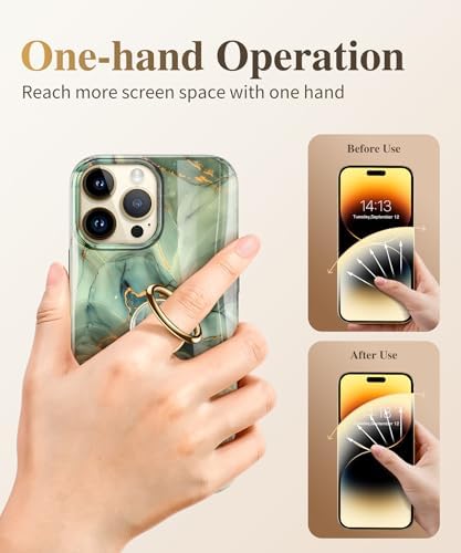 GVIEWIN Stylish Marble Phone Ring Holder with 360° Rotation for Ultimate Grip and Kickstand Functionality – Compatible with i Phone 16 Pro Max, 15 Plus, 14, 13, 12 Series & Galaxy S25/S24 Ultra – Elegant Flowing Sakura Design for Enhanced Safety and Usability