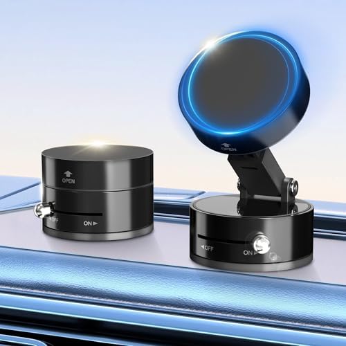Magnetic Car Phone Mount – Ultra Strong Vacuum Suction Phone Holder for Dashboard/Windshield, Foldable 360° Adjustable Car Phone Mount Compatible with iPhone 16/15/14 & All Smartphones-817001A – Enhanced Compatibility and Speed