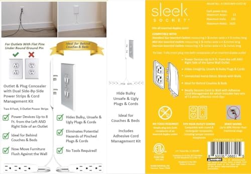 Revolutionize Your Space with the Sleek Socket Ultra-Thin Outlet Concealer & Cord Management Kit – Stylish Flat Extension Cord Power Strip for Clutter-Free Homes, Perfect for Enhancing Aesthetics and Functionality in Any Room