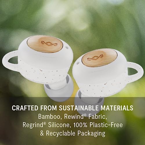 House of Marley Champion 2 True Wireless Earbuds – Eco-Friendly Bluetooth Earbuds with 35 Hours Playtime, Built-in Microphone, and Sustainable Materials in Cream – Perfect for Music Lovers and Environmentally Conscious Consumers