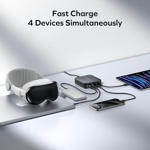 Ultimate MOMAX USB C Charging Station 100 W – Advanced Ga N III Technology for Fast Power Delivery & Quick Charge 3.0, 4-in-1 Hub with 6.56 ft Cord – Perfect for Mac Book Pro, i Phone, and More – Smart Protection & Enhanced Compatibility for Home and Office
