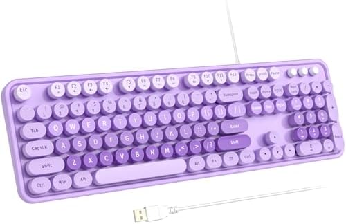 Retro-Inspired Full Size Typewriter Keyboard with Number Pad – Wired USB Keyboards for Windows 7, 8, 10, 11 | Enhance Your Typing Experience with Classic Charm and Modern Efficiency | Perfect for Home and Office Use