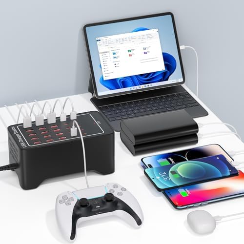 Revolutionary 125 W USB-C Charging Hub with 25 Ports: Fast Charging Station for i Phones, i Pads, Tablets, and Smartphones – Ultimate Multi-Port Desktop & Wall Charger with Enhanced Safety Features and Sleek Design