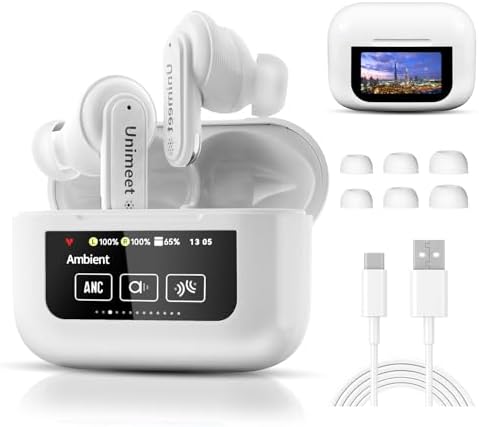 Premium Touch Screen Bluetooth 5.4 Earbuds with Advanced ANC | 48-Hour Playtime Hi-Fi Stereo Wireless Earphones for i OS & Android | Elevate Your Audio with Deep Bass and Smart Charging Case for Workouts and Daily Use