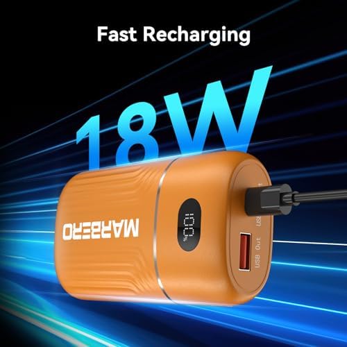 MARBERO Ultra-Lightweight 10,000 m Ah Fast Charging Power Bank – Compact USB-C Charger with 18 W Output for i Phone, i Pad, Samsung Galaxy & Google Devices – Essential Travel Companion with Advanced Safety Features for On-the-Go Power Management