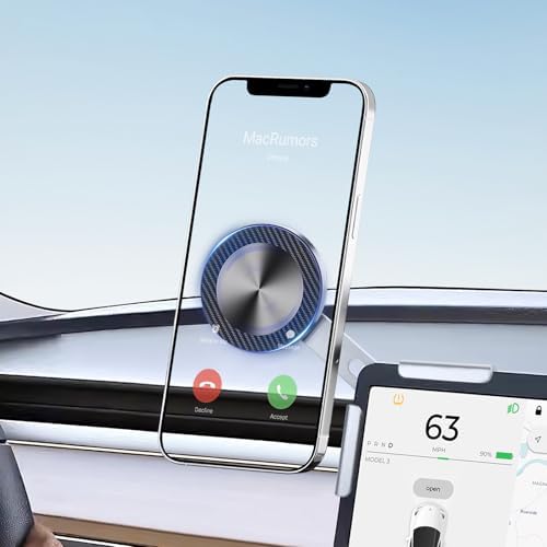 Mobile Phone Holder for Tesla, Strong Magnet Stable and Anti Shake Magnetic Car Mount, Tesla Touchscreen Car Phone Holder Mount, Magnetic Phone Holder for Car, for iPhone 15/14/13/12 – Enhanced Compatibility and Speed
